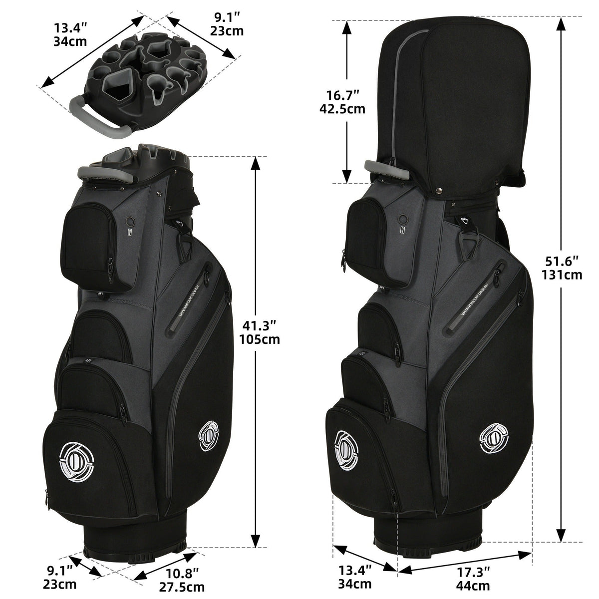 Hard Shell Golf Bag Armored Protective 900D High-Density Oxford Cloth Large Capacity Professional Equipment Travel Bag 105x27x38cm Deep Grey Business Color Matching