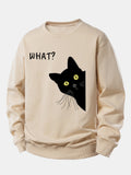 What Black Cat Print Relax Fit Sweatshirt