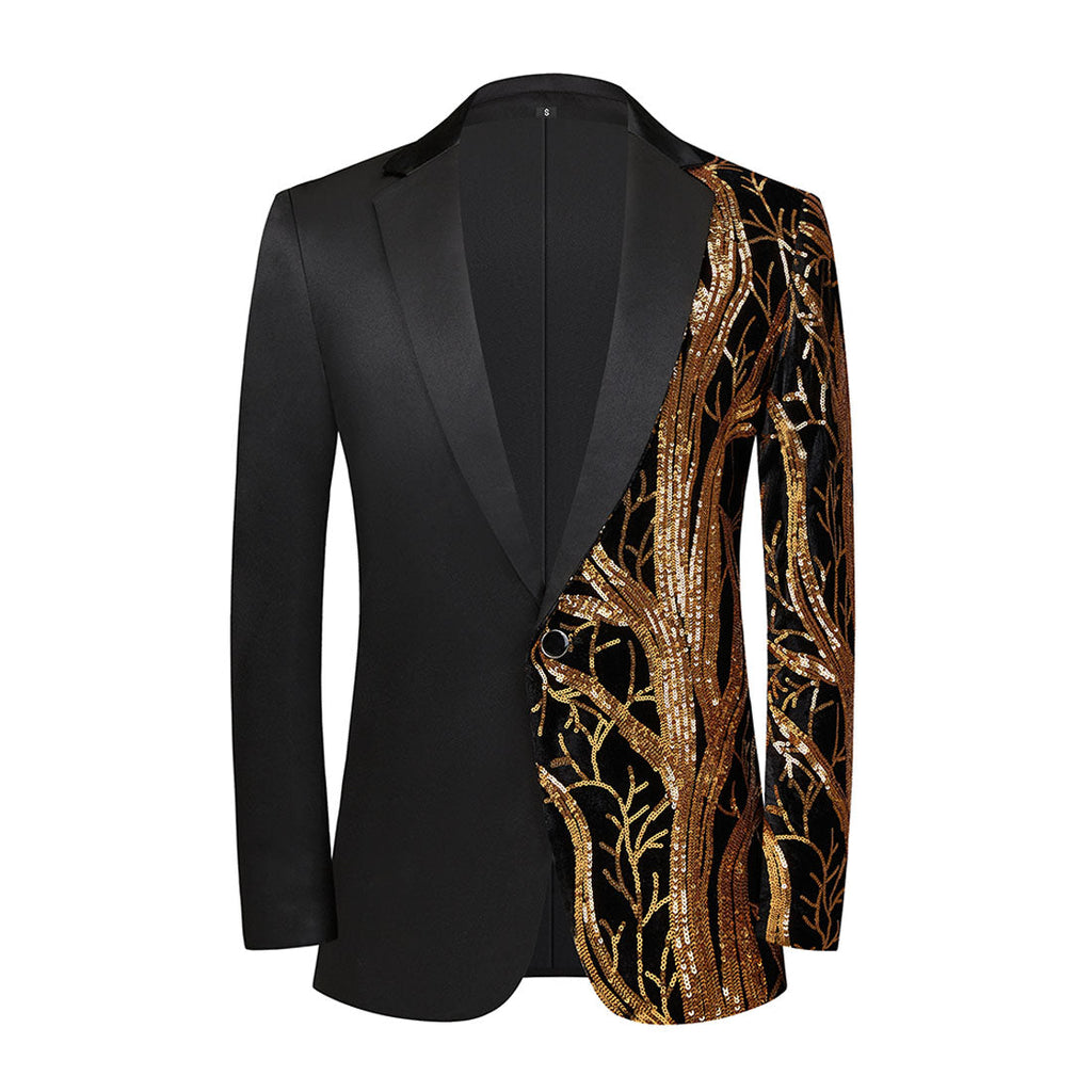 Men's 2-Pieces Branch Embroidered Sequin Jacket and Pants