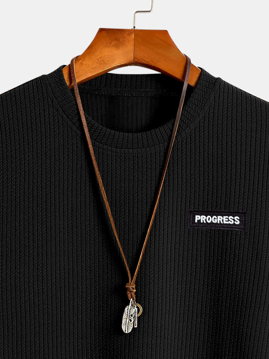 Ribbed Textured Crew Neck Sweatshirt