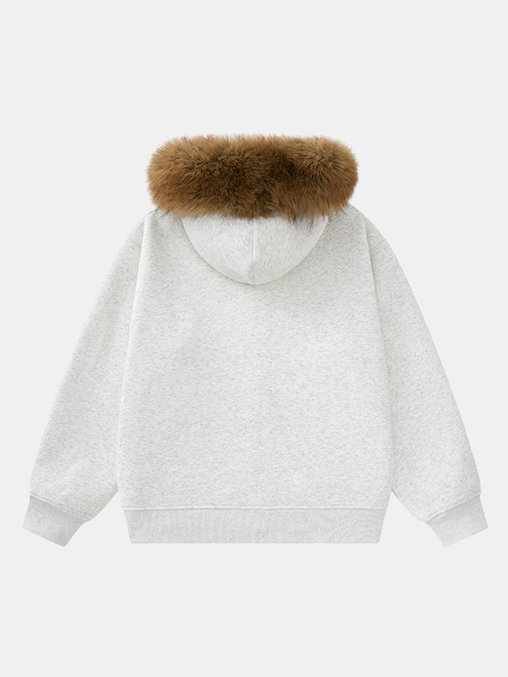 Faux Fur Trim Zip-Up Hoodie