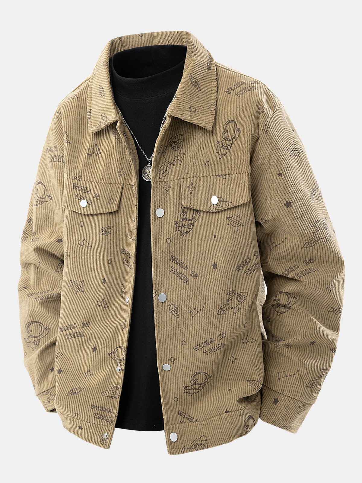 Astronaut Print Pocket Corduroy Jacket