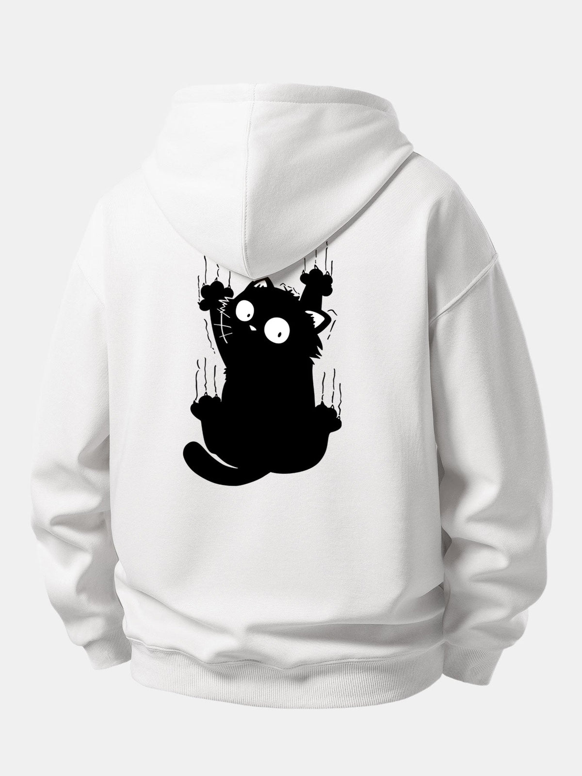 Black Cat Print Relaxed Fit Hoodie