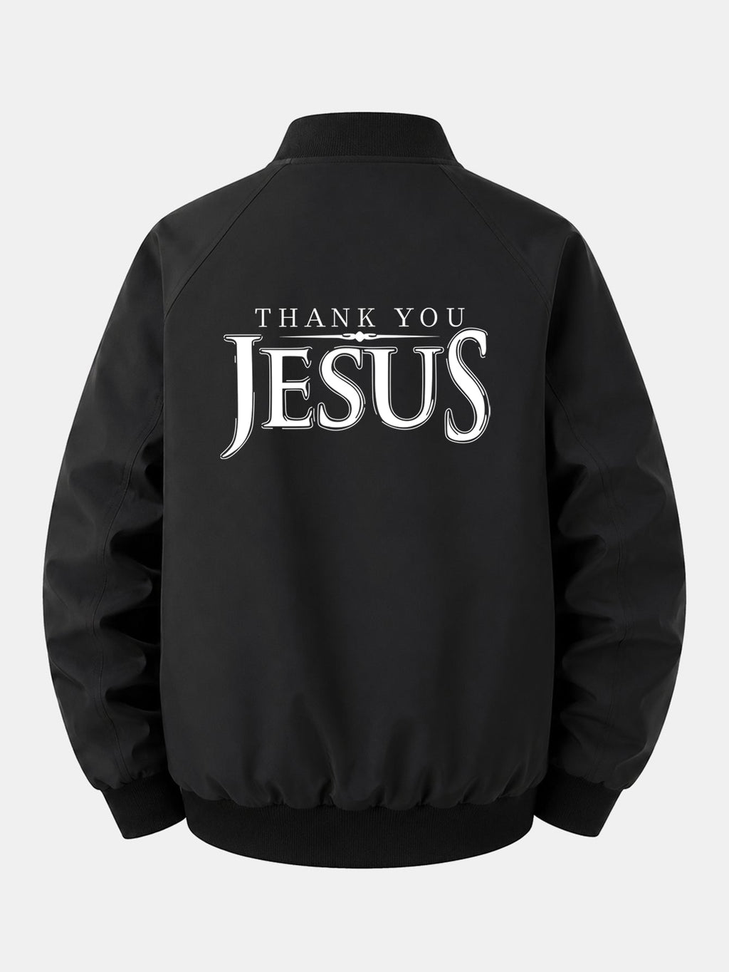 Relax Fit Jesus Print Zip-Up Bomber Jacket