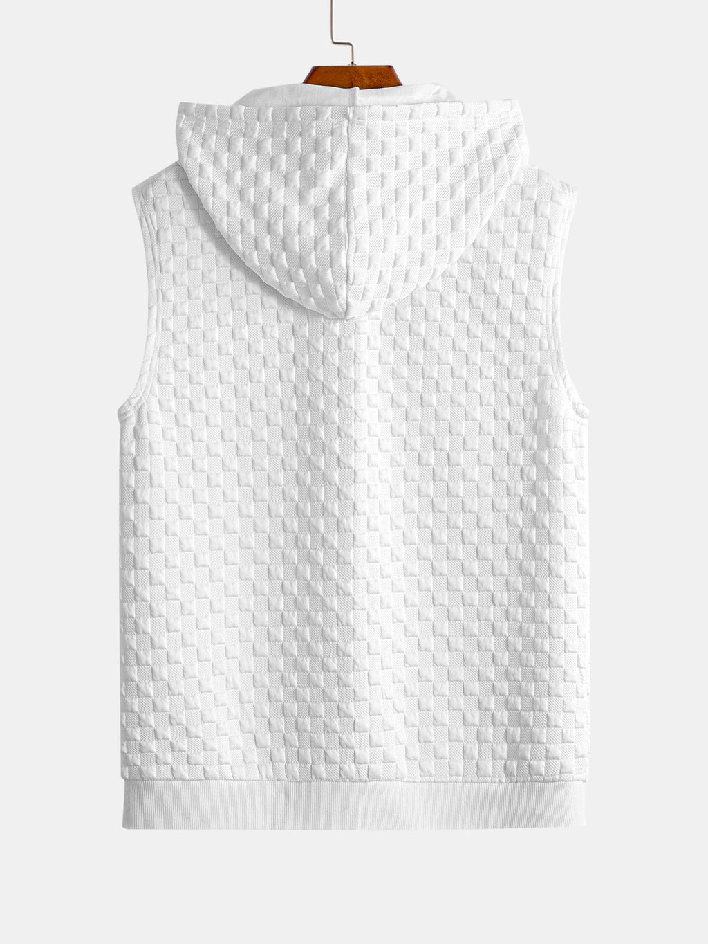 Checkerboard Sleeveless Zip Up Hoodie
