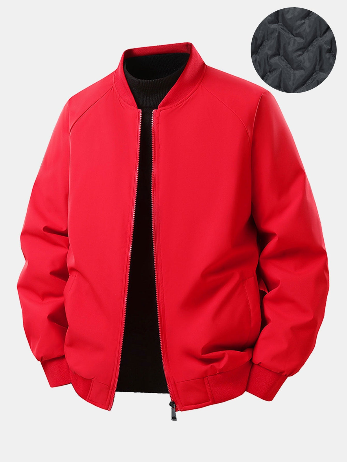 Padded Lining Zip-Up Bomber Jacket