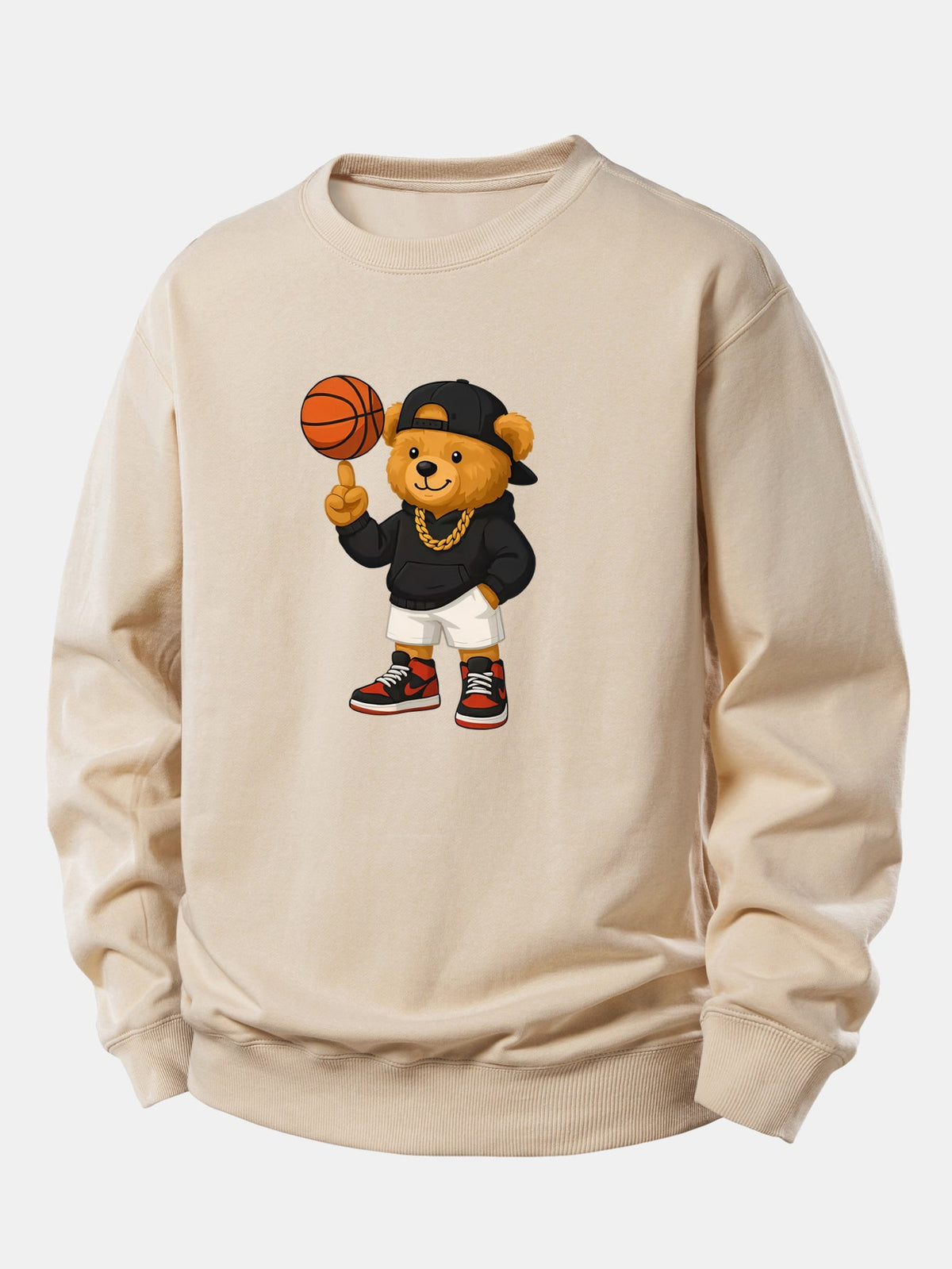 Basketball Bear Print Relax Fit Sweatshirt