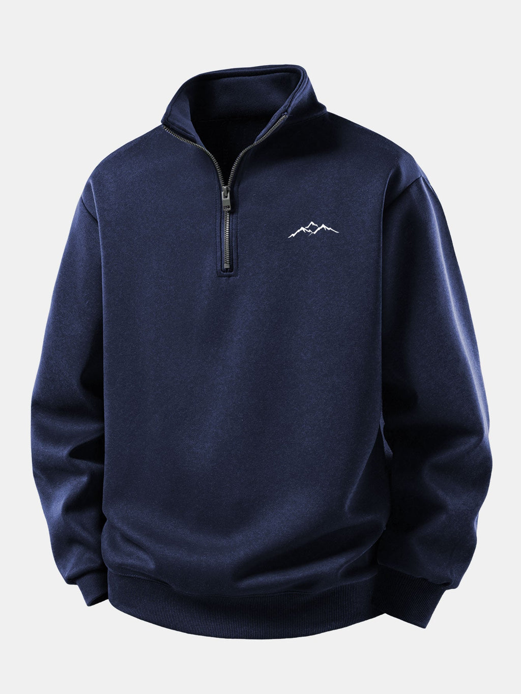 Relax Fit Mountain Print Quarter Zip Sweatshirt