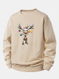 Christmas Light Reindeer Print Relax Fit Sweatshirt