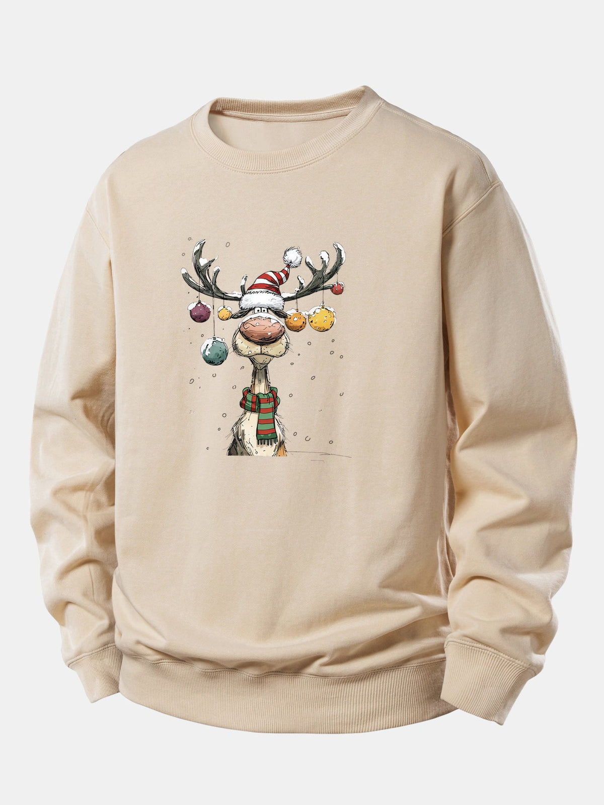 Christmas Light Reindeer Print Relax Fit Sweatshirt