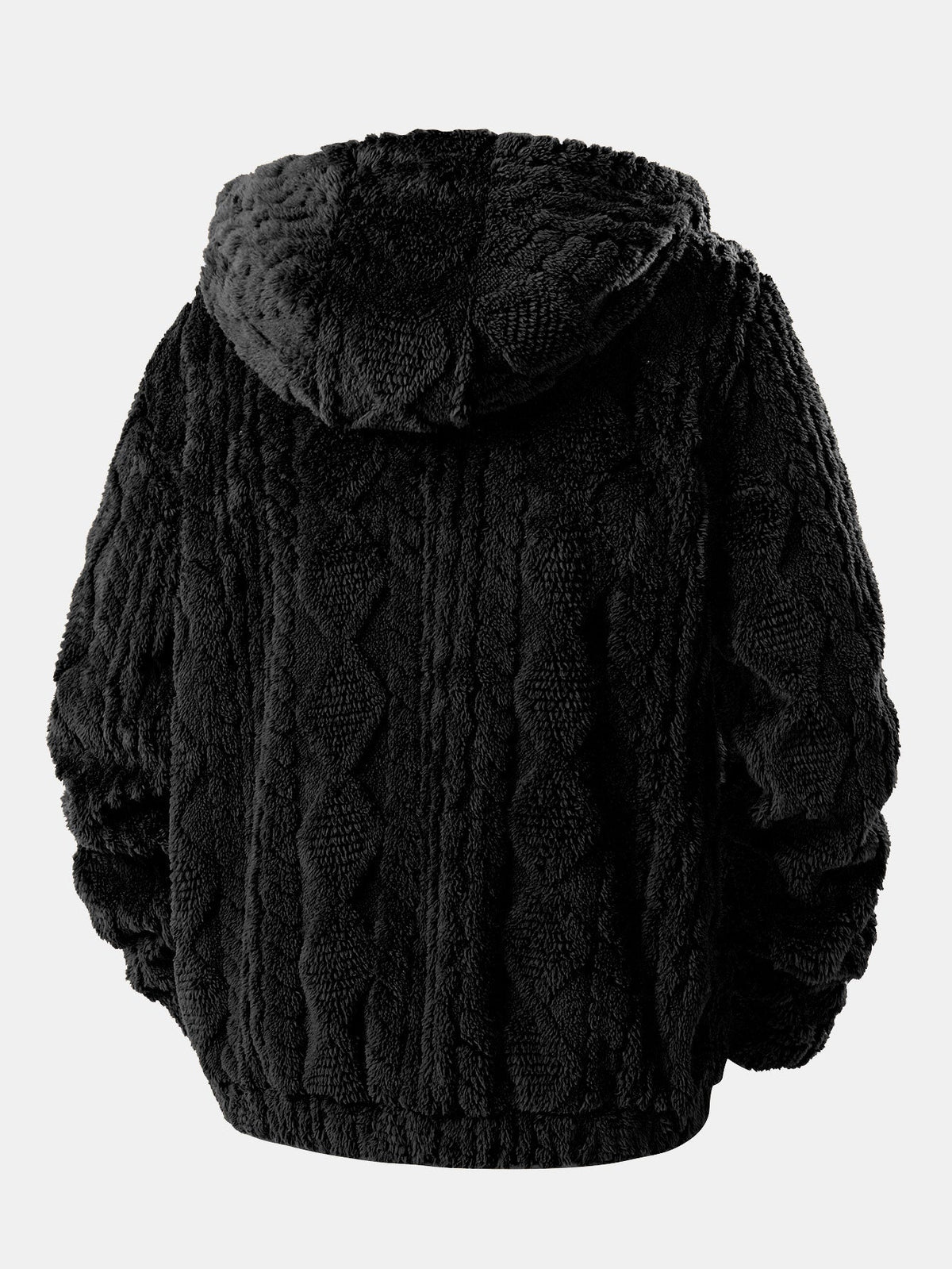 Geometrischer Jacquard-Teddy-Kapuzenpullover