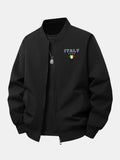Relax Fit Italy Print Zip-Up Bomber Jacket