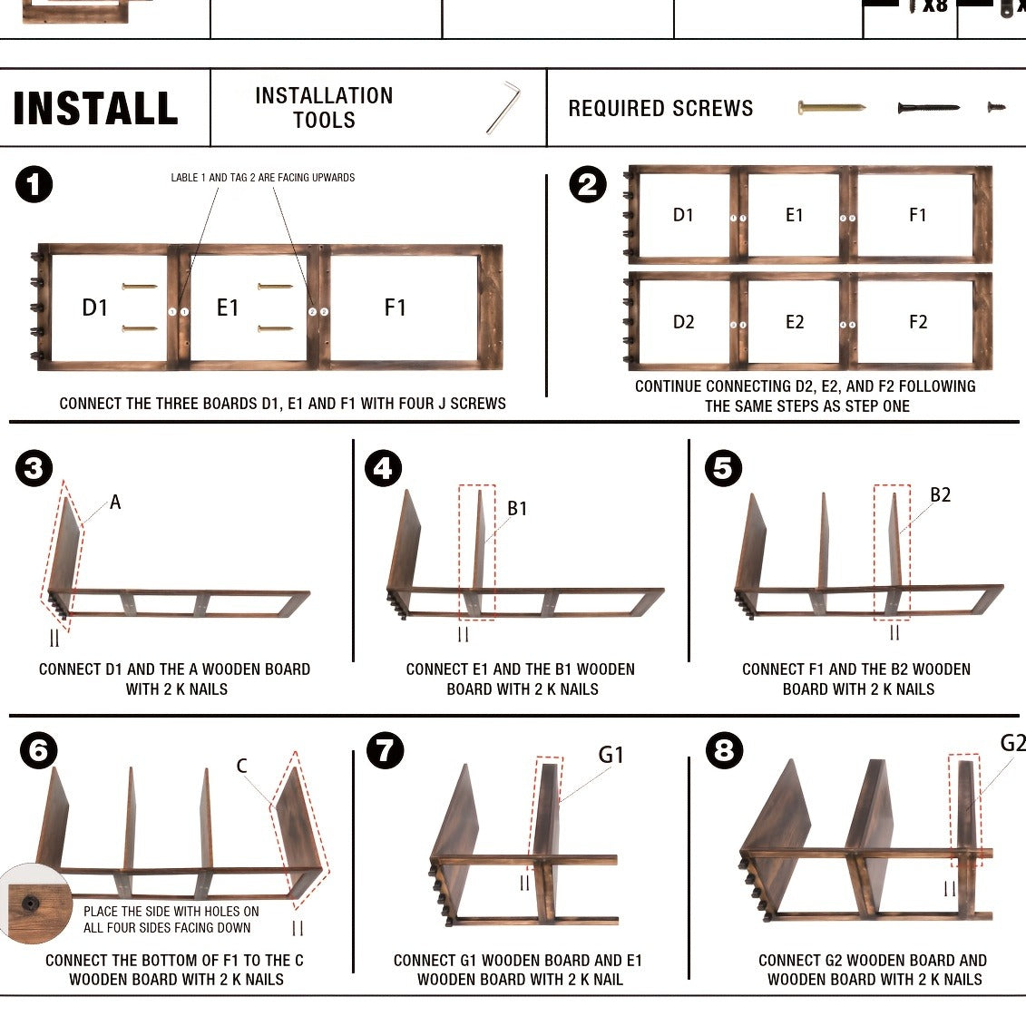 Fishing Rod Holder for Garage Wall Storage, Wooden Rack for Up to Ten Rods with Tackle and Gear Organization