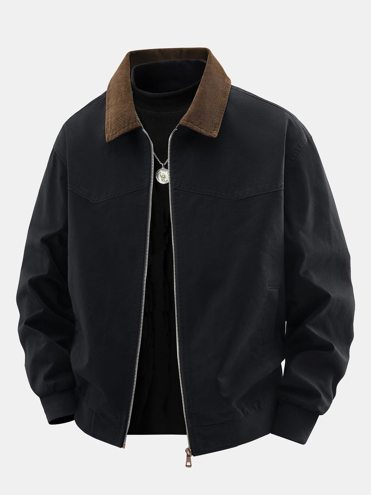 Contrast Corduroy Collar Washed Chino Jacket