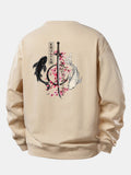Japanese Samurai Katana Koi Fish Sakura Print Relax Fit Sweatshirt