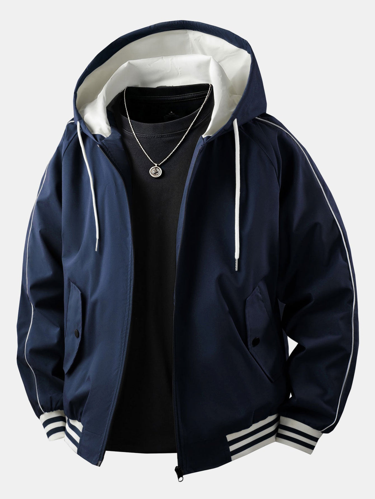 Relaxed Fit Zip-Up Hooded Jacket