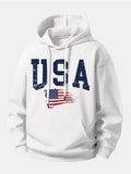 USA Flag Print Relax Fit Hoodie