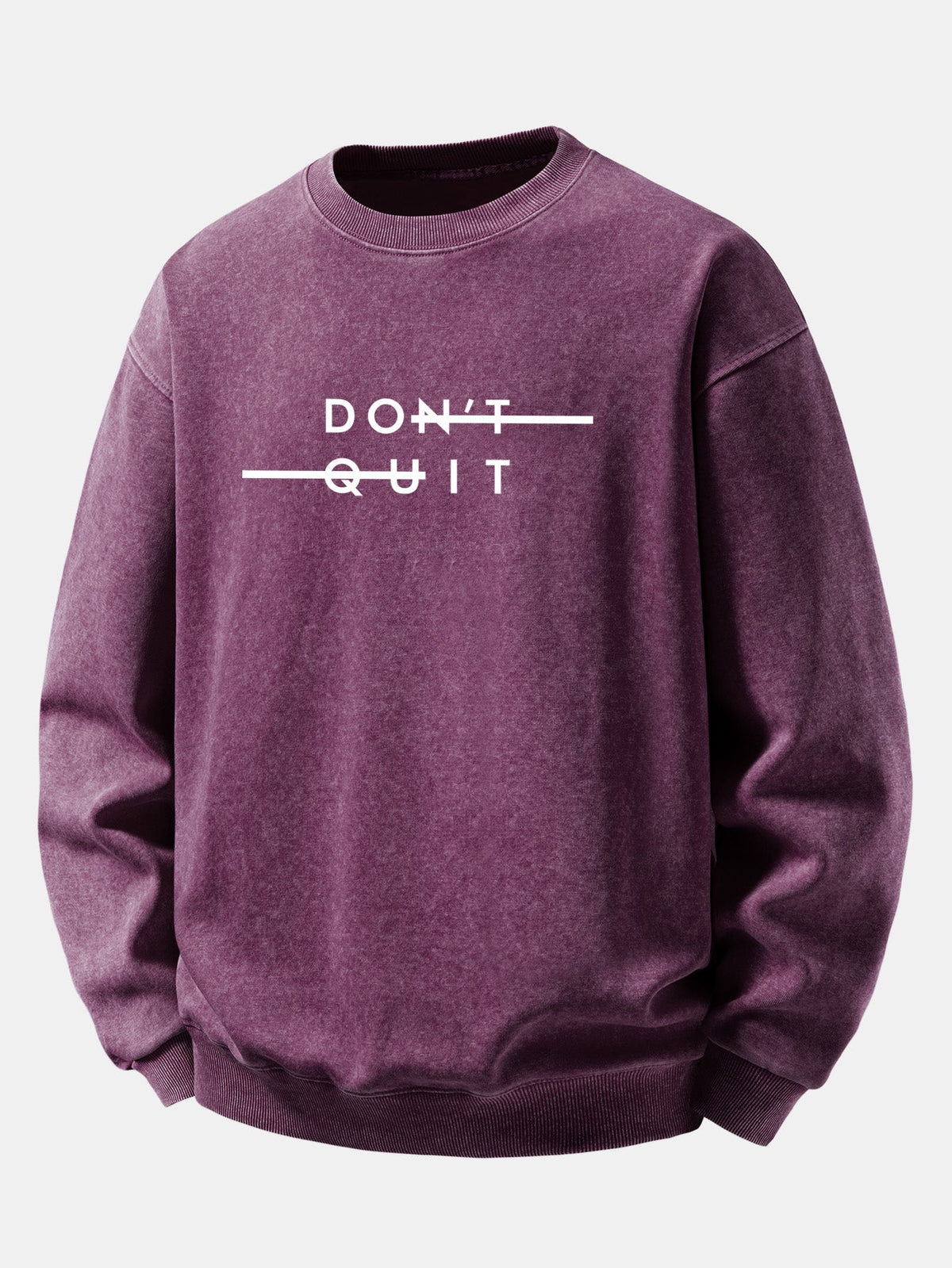 Relaxed Fit Don't Quit Print Washed Distressed Sweatshirt