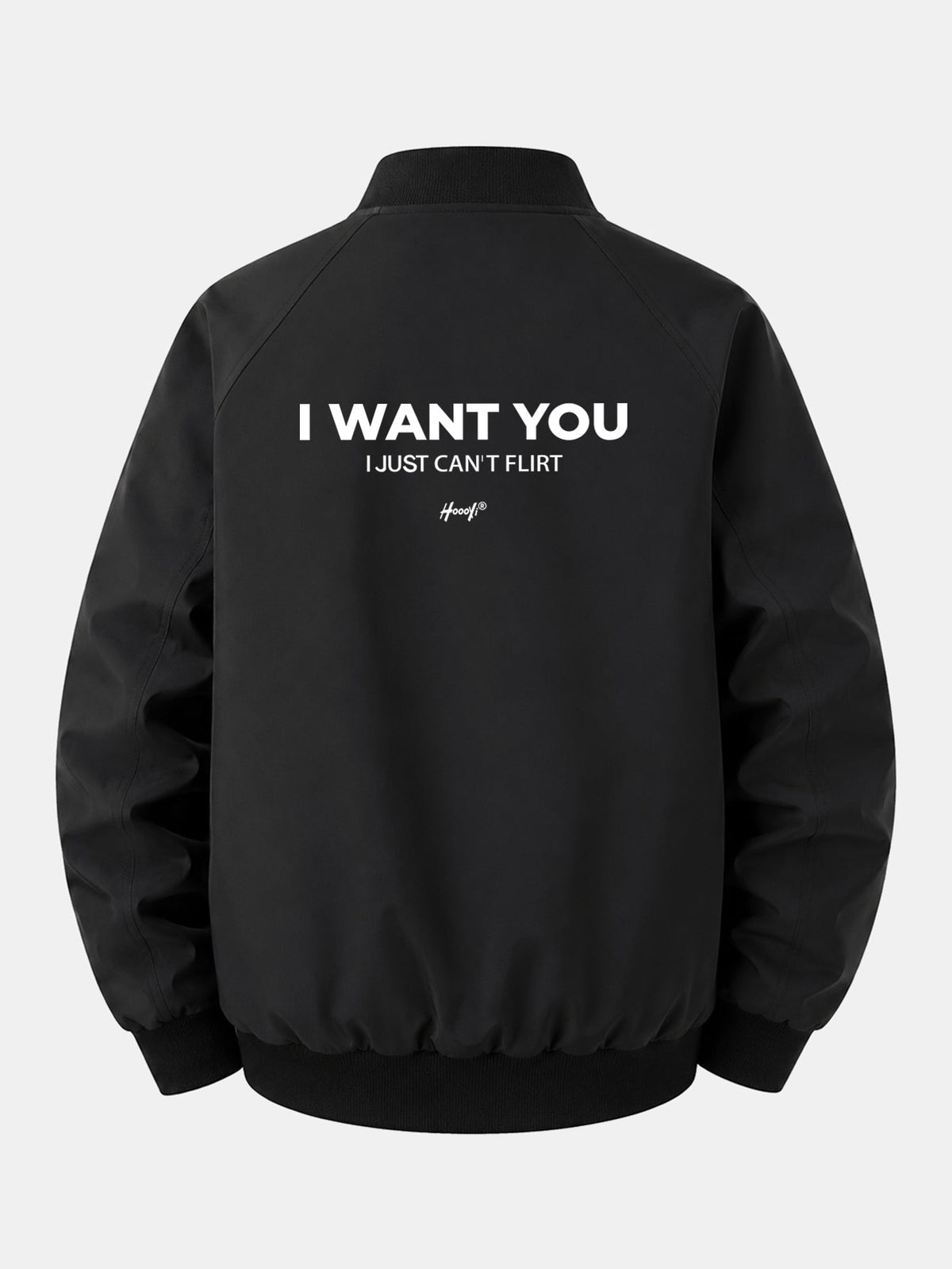 Relax Fit I Want You Back Print Zip-Up Bomber Jacket