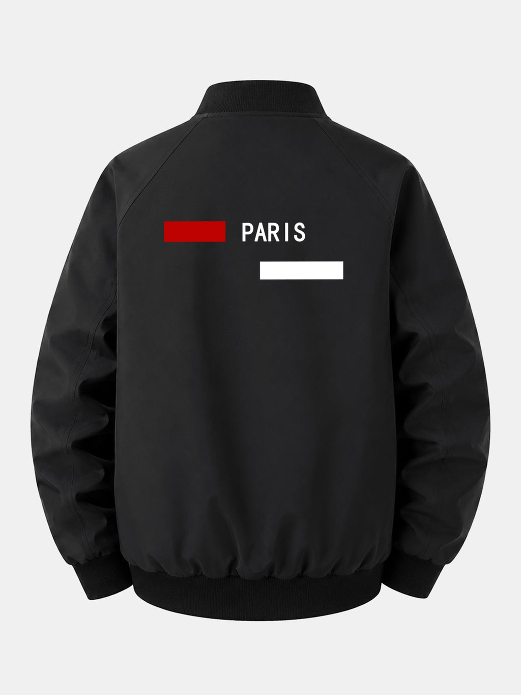 Relax Fit Paris Stripe Print Zip-Up Bomber Jacket
