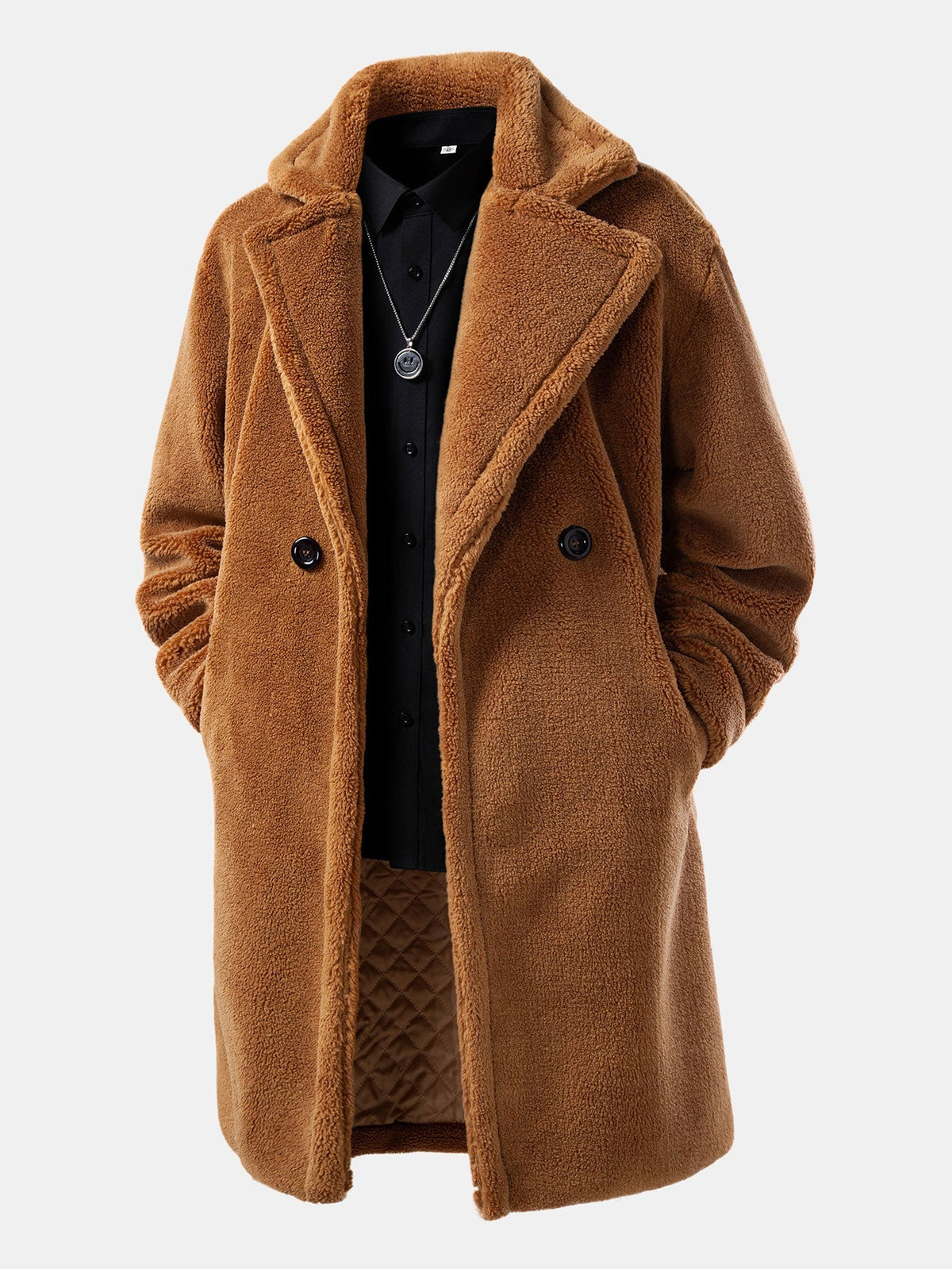 Relax Fit Warm Teddy Fleece Long Coat
