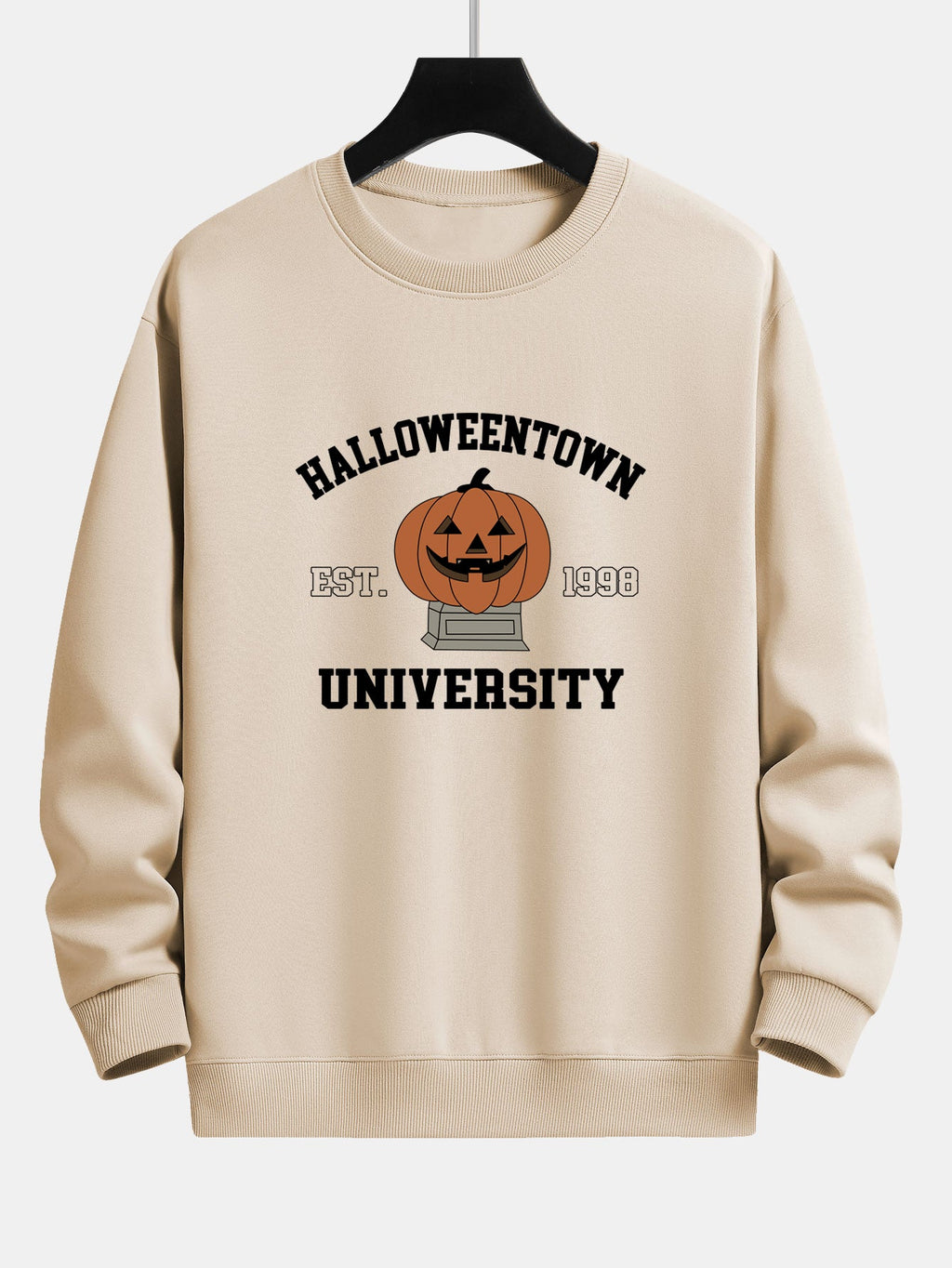 Halloween Pumpkin Town Print Relax Fit Sweatshirt