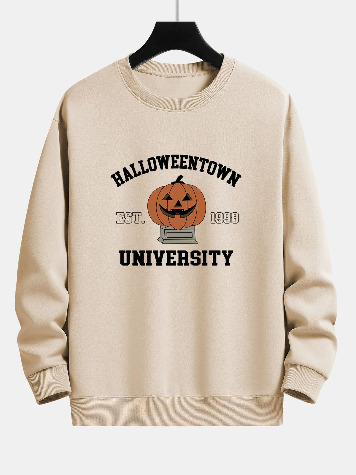 Halloween Pumpkin Town Print Relax Fit Sweatshirt
