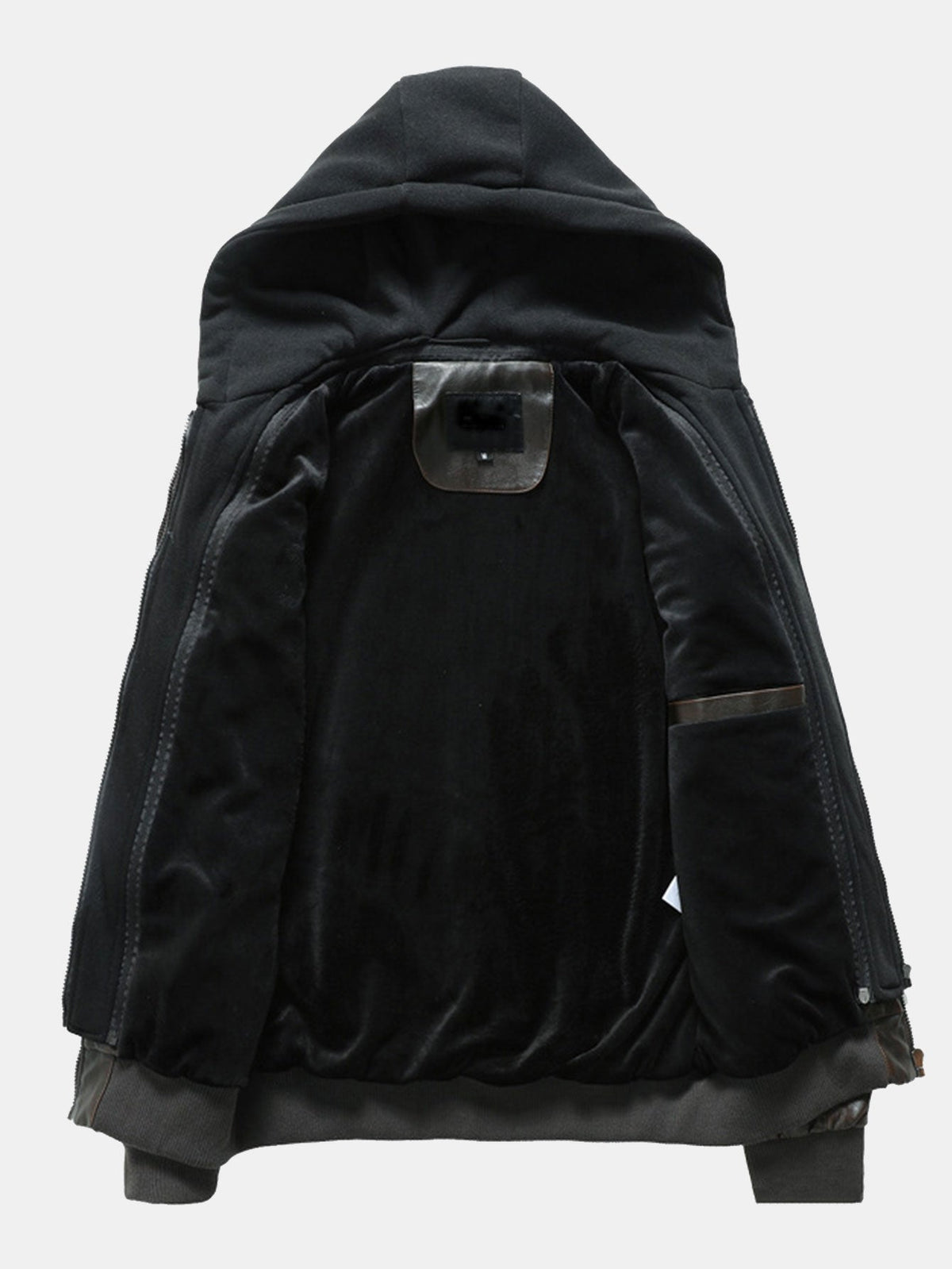 2 In 1 PU Leather Jacket With Detachable Hood