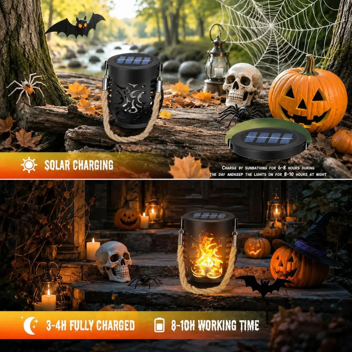 Solar Flame Effect Hanging Lantern