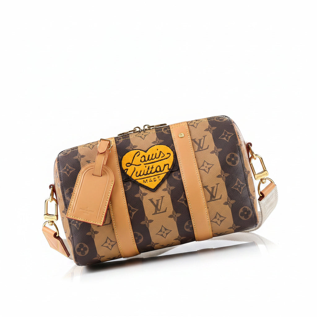 Louis Vuitton Soft Trunk Wearable Wallet – Monogram Stripe Louis Vuitton Made Yellow Heart Patch