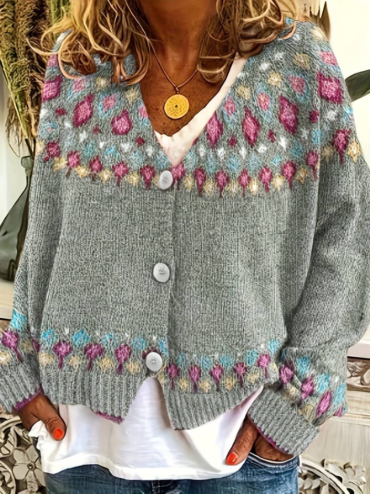 Maribel | Fair Isle Knit Cardigan