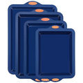 Silicone Baking Pans Set 4-Piece, Nonstick Bakeware with Metal Reinforced Frame, Includes Baking Sheet