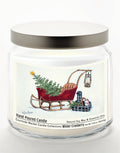 Santas Sleigh 12.8 Oz Candle Glass Jar with Brushed Silver Metal Lid