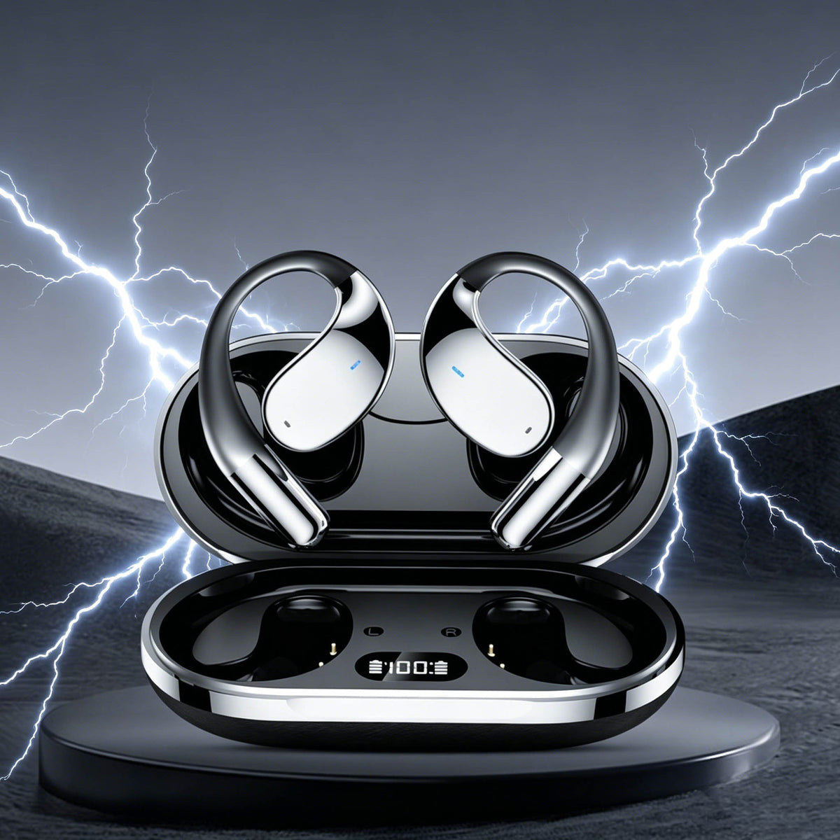 Bone Conduction Headphones Bluetooth 5.4 Open Ear Sport Earbuds 80H Battery LED Display Stereo for an Everyday Personal Care Routine