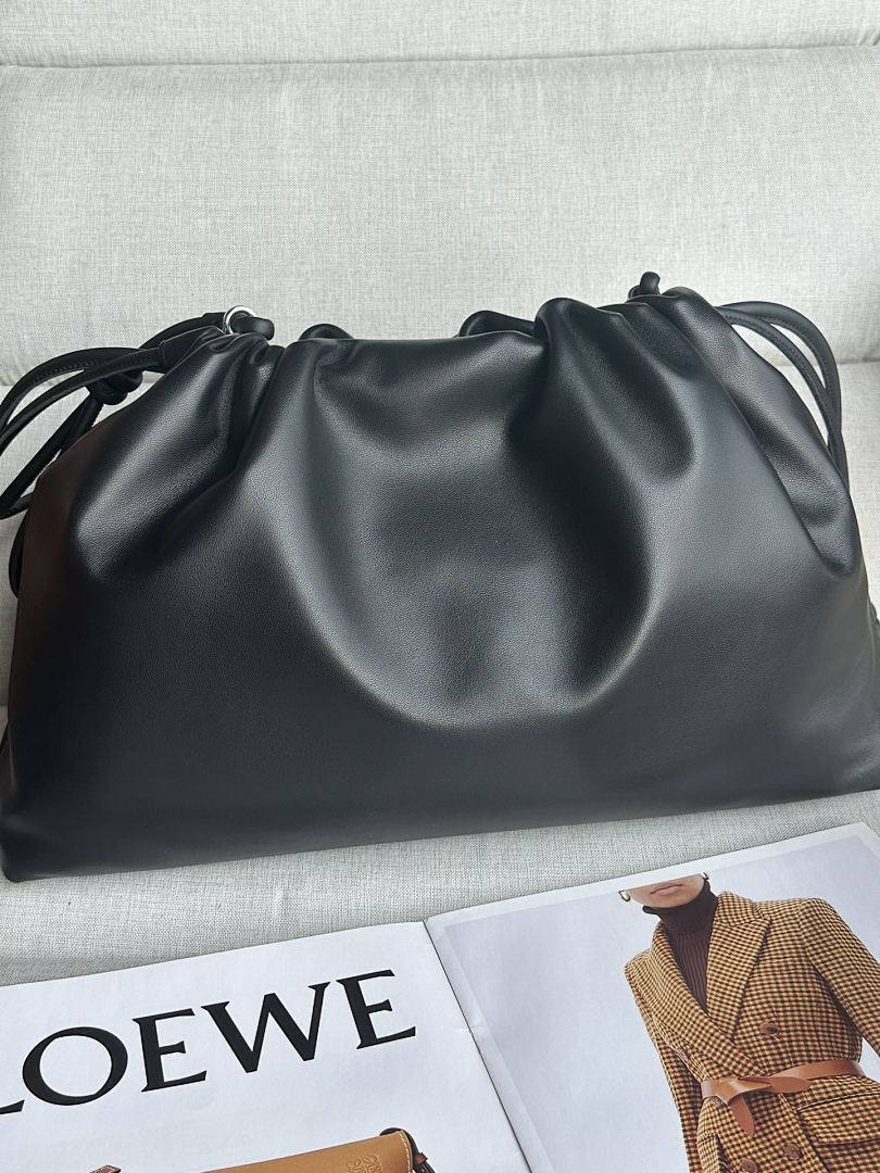 Loewe Flamenco Clutch Large – Black Nappa Leather Silver Chain Mushroom Charm