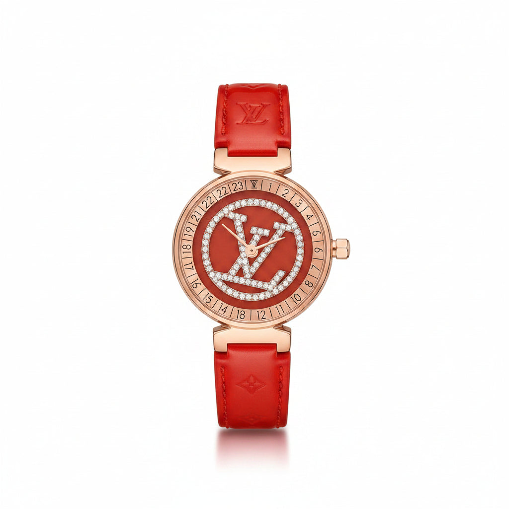Louis Vuitton Tambour Moon Watch — Red & Rose Gold