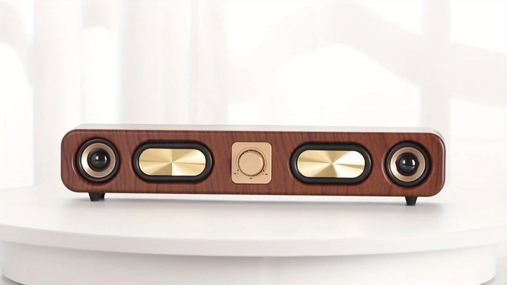 Retro Wood Grain Bluetooth Speaker Dual 2-Inch Woofers 10W Wireless Desktop Soundbar TF AUX for an Everyday Personal Care Routine