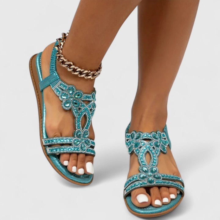 Michelle | Stilvolle orthopädische Sandalen mit Perlen