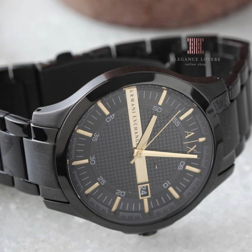 Armani Exchange Hampton AX2413 Herren-Chronograph – Schwarzes Zifferblatt mit schwarzem Edelstahlarmband