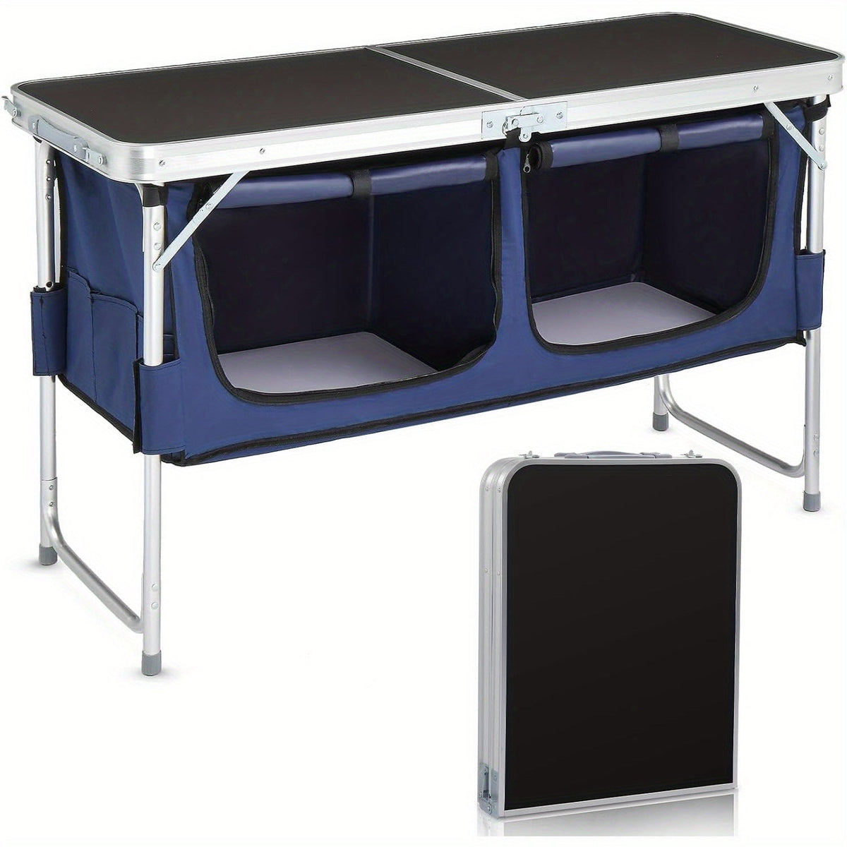 4-Foot Folding Table with Adjustable Height, Space-Saving Utility Table for Home Office