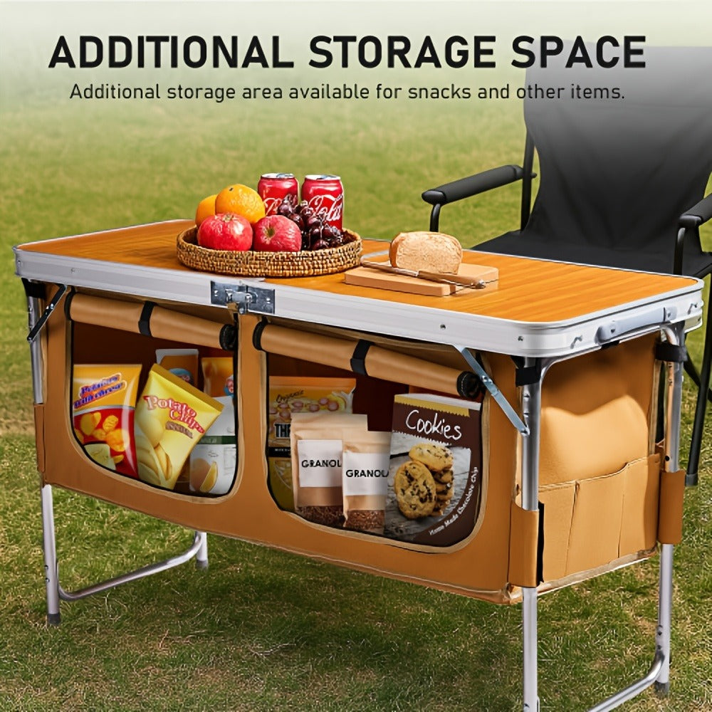 4-Foot Folding Table with Adjustable Height, Space-Saving Utility Table for Home Office