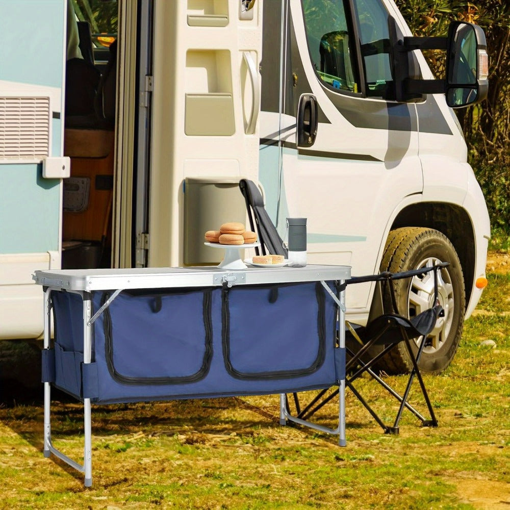 4-Foot Folding Table with Adjustable Height, Space-Saving Utility Table for Home Office