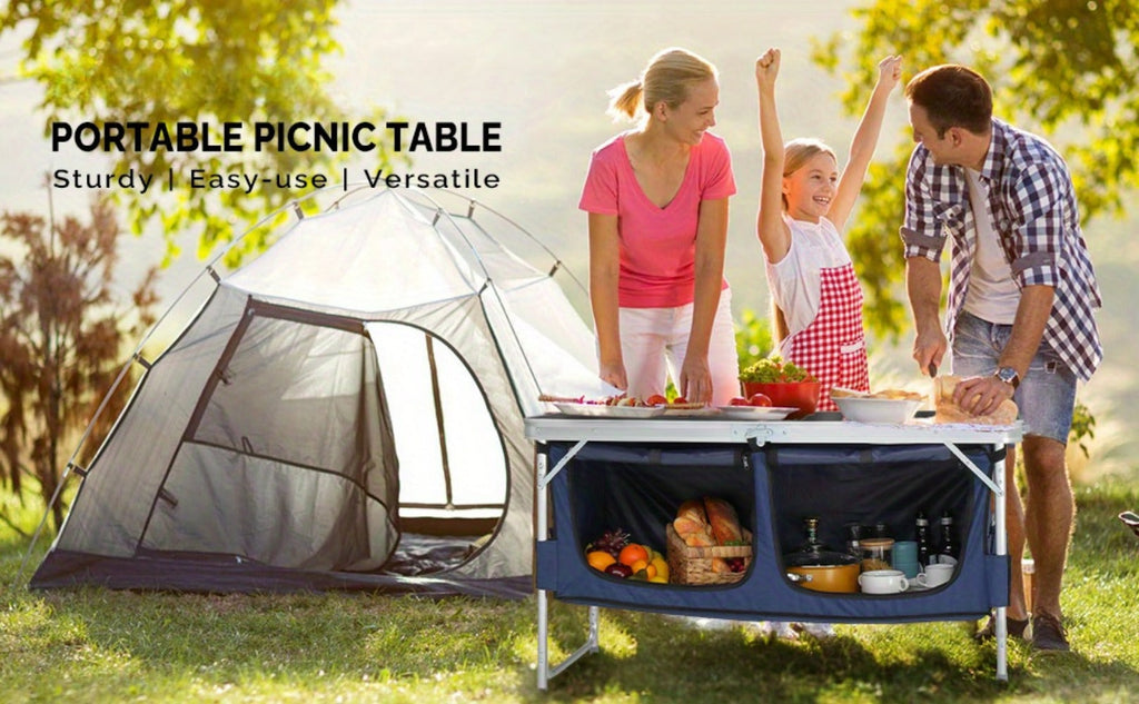 4-Foot Folding Table with Adjustable Height, Space-Saving Utility Table for Home Office
