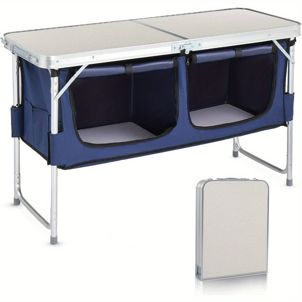 4-Foot Folding Table with Adjustable Height, Space-Saving Utility Table for Home Office