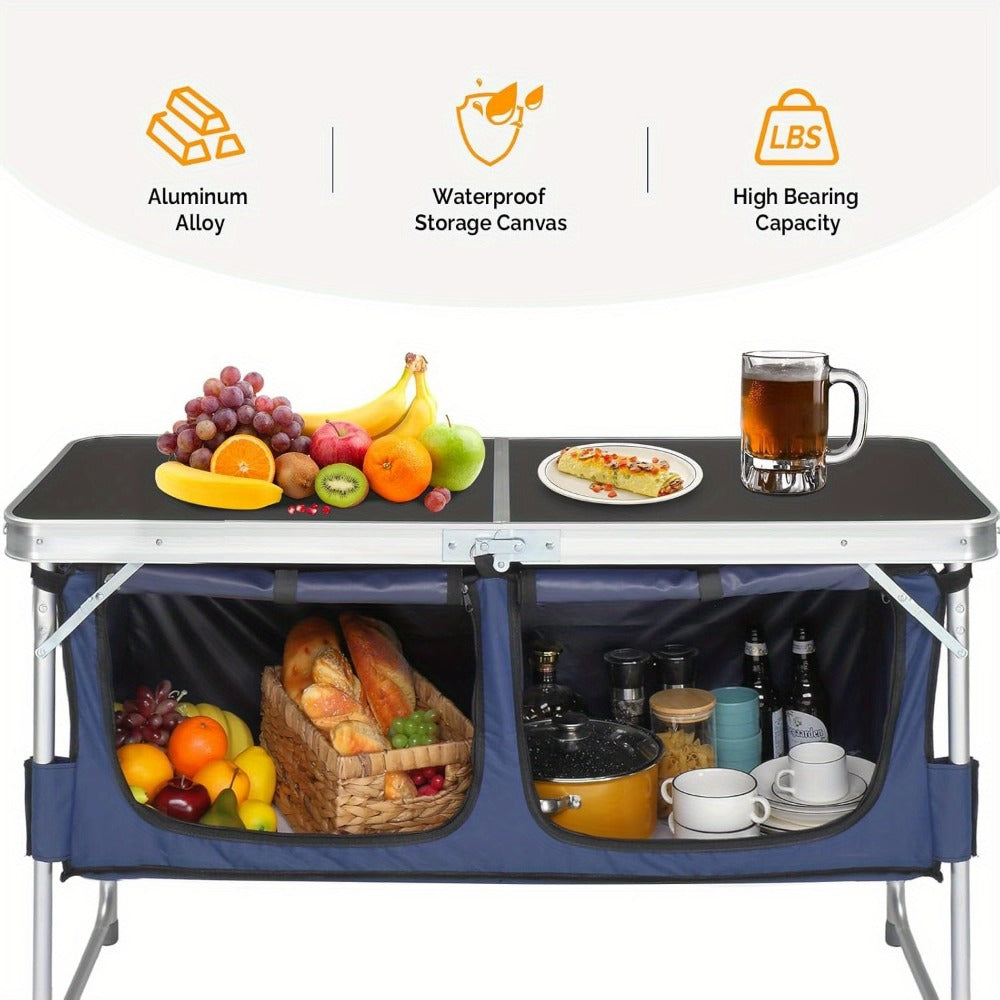4-Foot Folding Table with Adjustable Height, Space-Saving Utility Table for Home Office