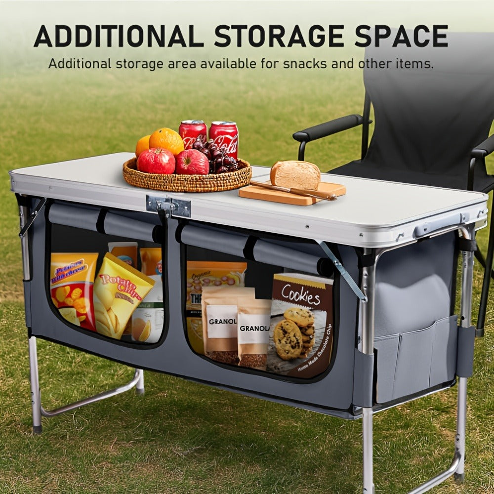 4-Foot Folding Table with Adjustable Height, Space-Saving Utility Table for Home Office