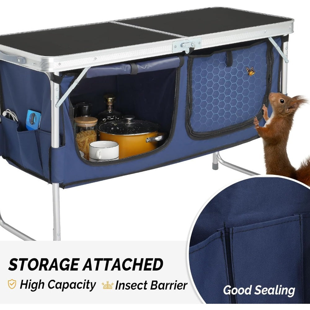 4-Foot Folding Table with Adjustable Height, Space-Saving Utility Table for Home Office