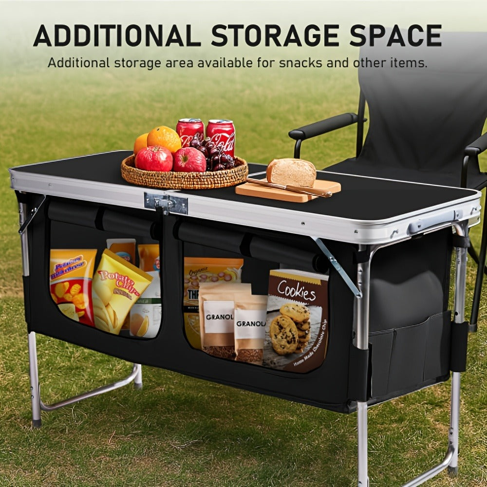 4-Foot Folding Table with Adjustable Height, Space-Saving Utility Table for Home Office