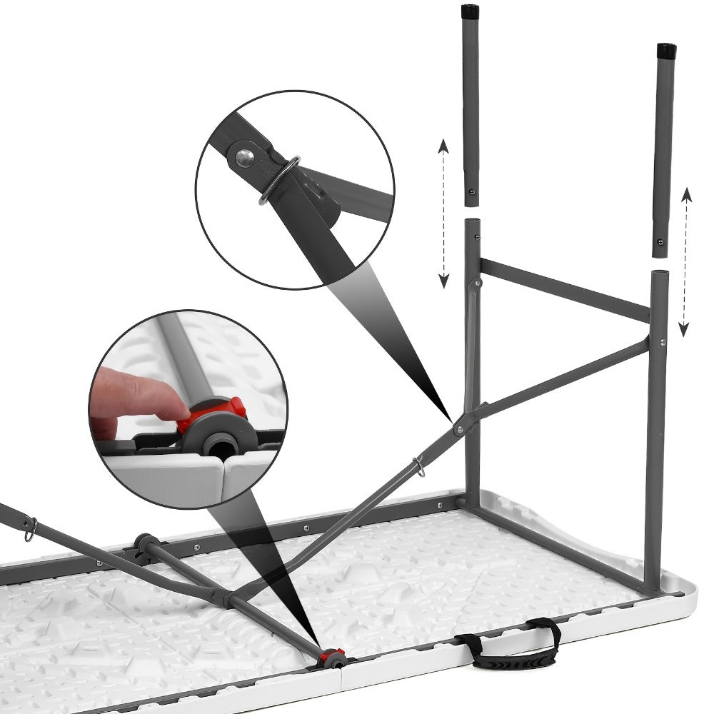 4-Foot Plastic Folding Table with Carry Handle, Space-Saving Utility Table
