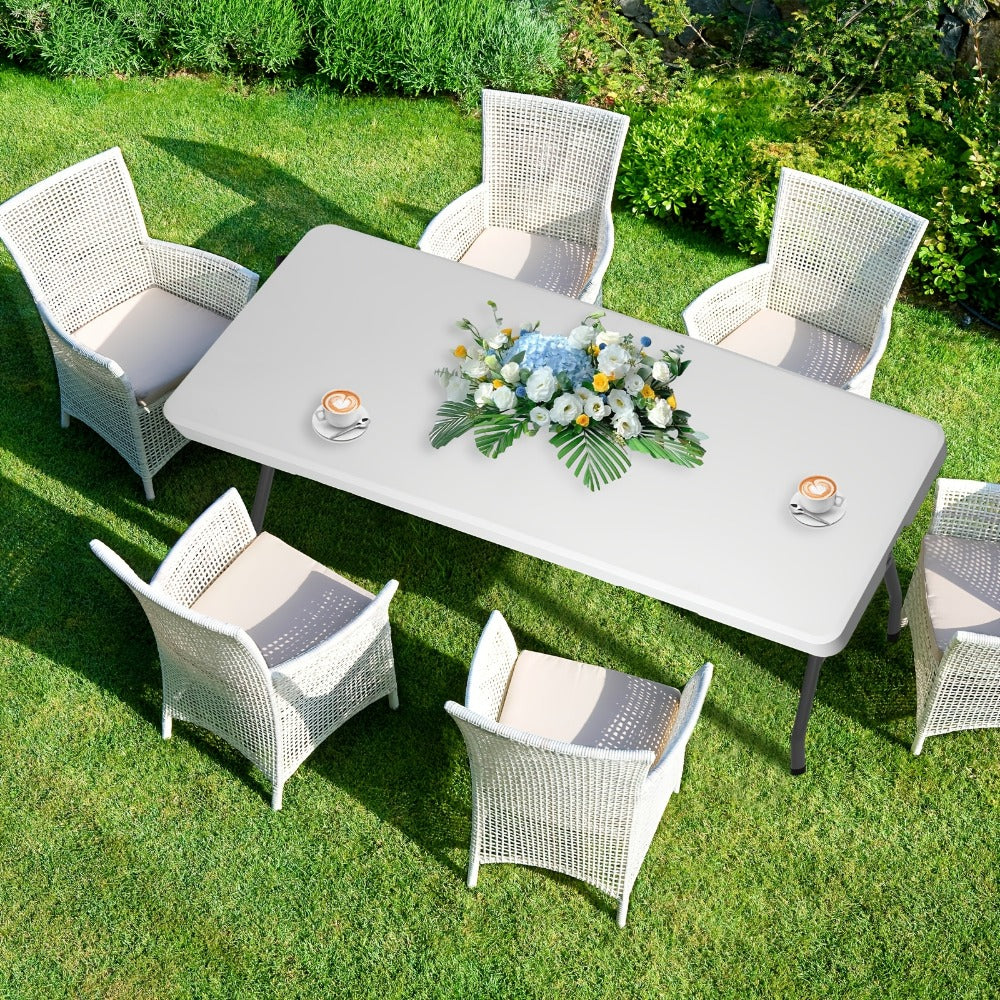 4-Foot Plastic Folding Table with Carry Handle, Space-Saving Utility Table